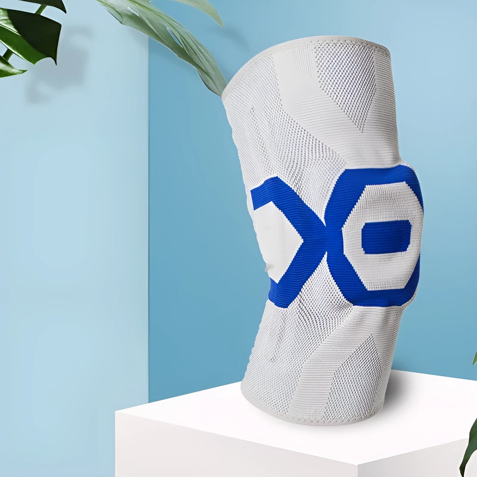 A pair of men's silicone knee pads for sports protection shown in a two-tone colour.