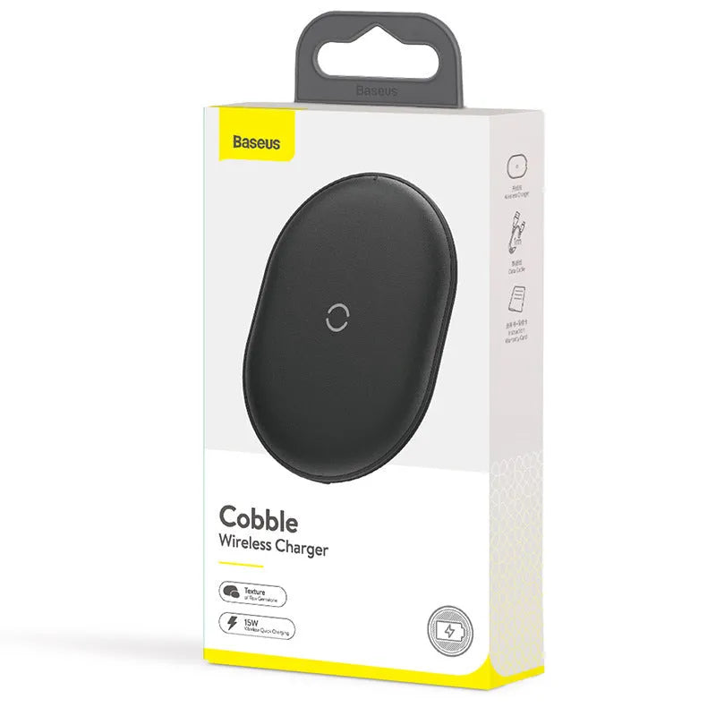 Baseus rough texture 15W wireless charging pad for mobile phones in black or white