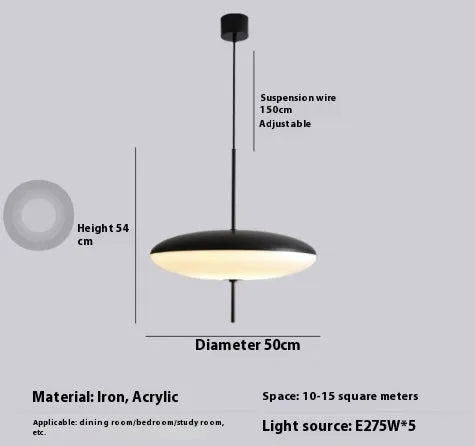 Nordic modern art retro designer UFO chandelier in white or black and white colour options