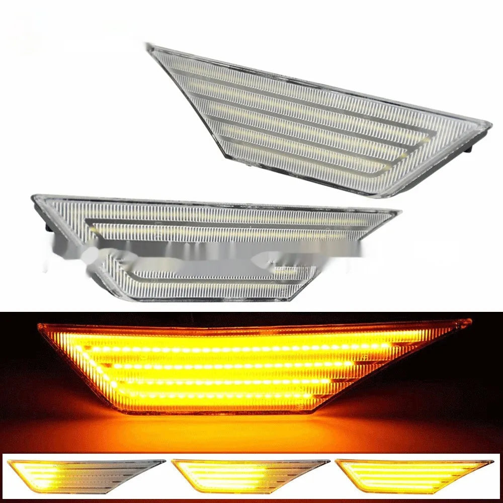 Black ABS carbon fibre side fender light for Honda Civic 10th Gen with yellow LED flowing water sequence