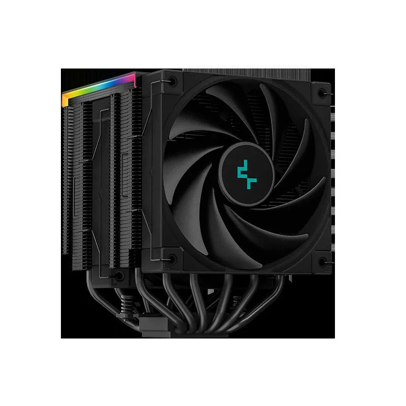 Twin tower CPU air cooler heatsink with fan and digital display in black or white