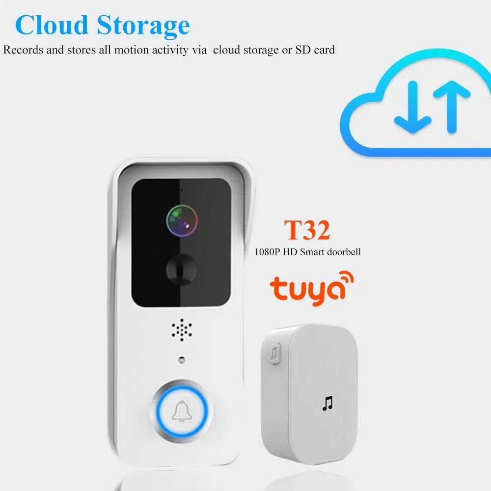 Black or white smart waterproof visual doorbell for remote home security