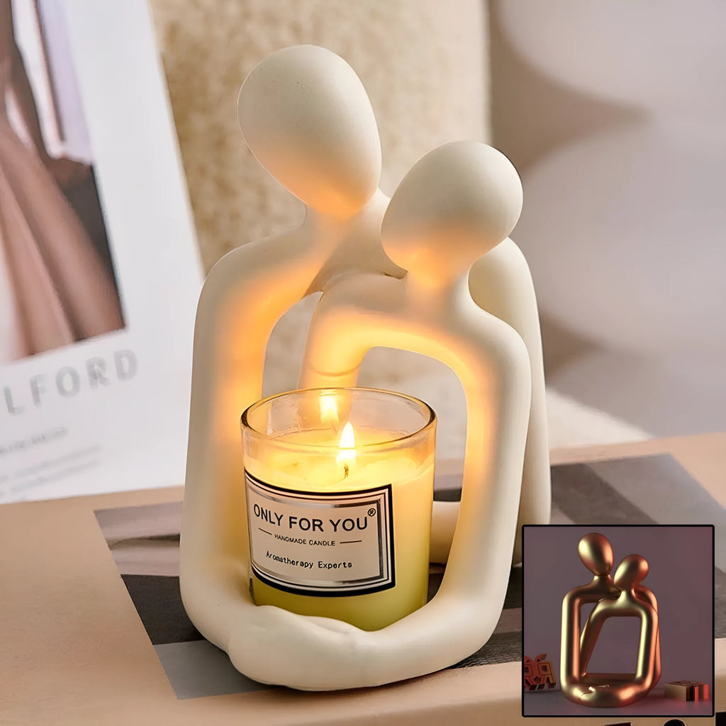 Modern simple style resin statue of loving couple in milky white or gold finish for home decoration