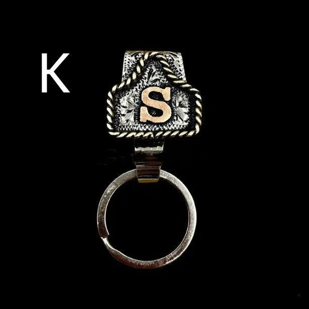 Handmade cow tag belt metal key holder keychain in multiple colour options