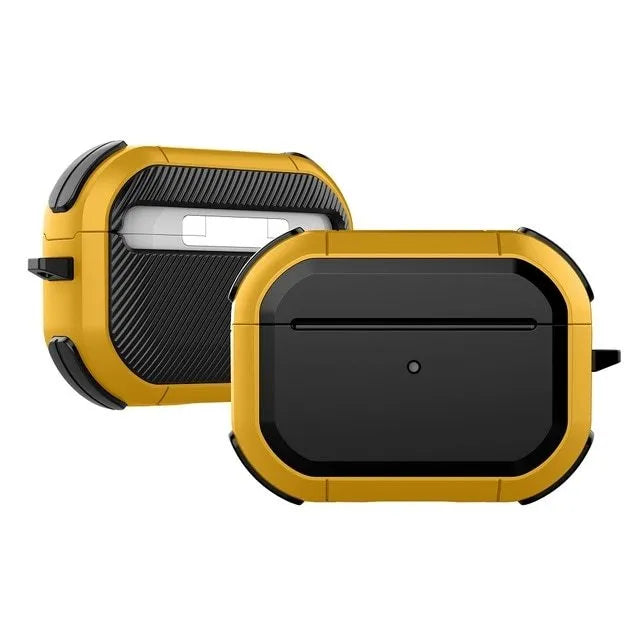 TPU and PC protective shell for Apple AirPods in multiple colour options on a white background.