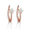 Blue opal earrings with geometric five-pointed star design in platinum blue copper electroplated finish