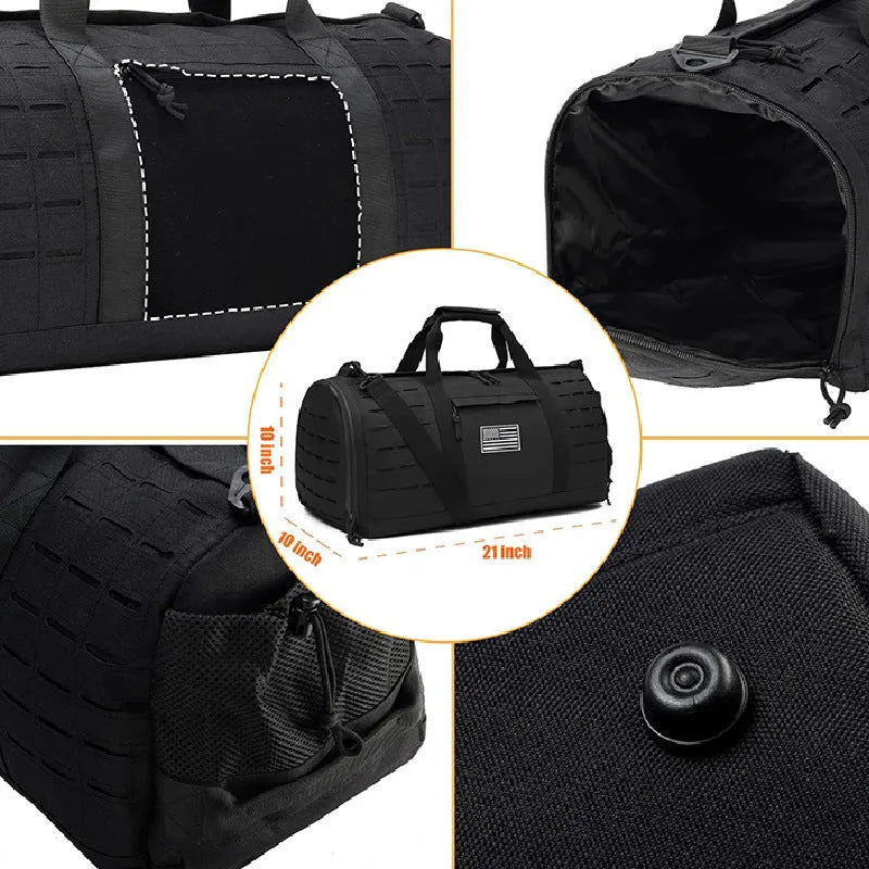 Men's waterproof Oxford cloth sports handbag with air pillow shoulder strap in khaki colour