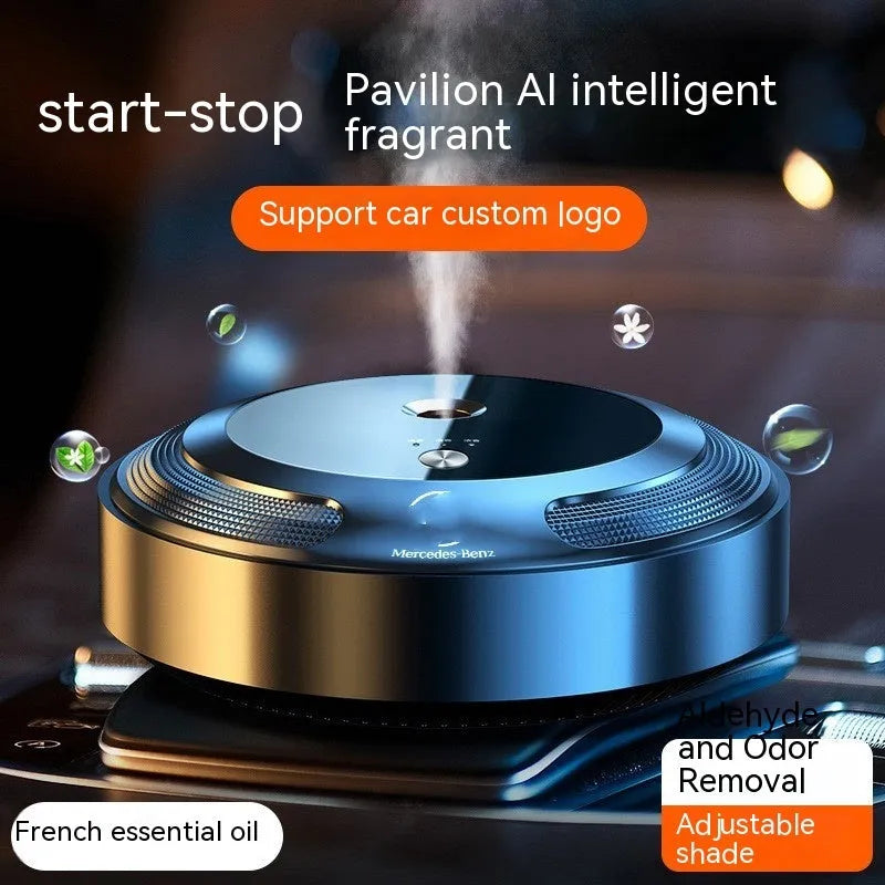 Compact car air freshener diffuser with automatic spray function and zinc alloy shell