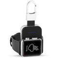 Black Apple Watch keychain power bank showing wireless charging surface and compact size