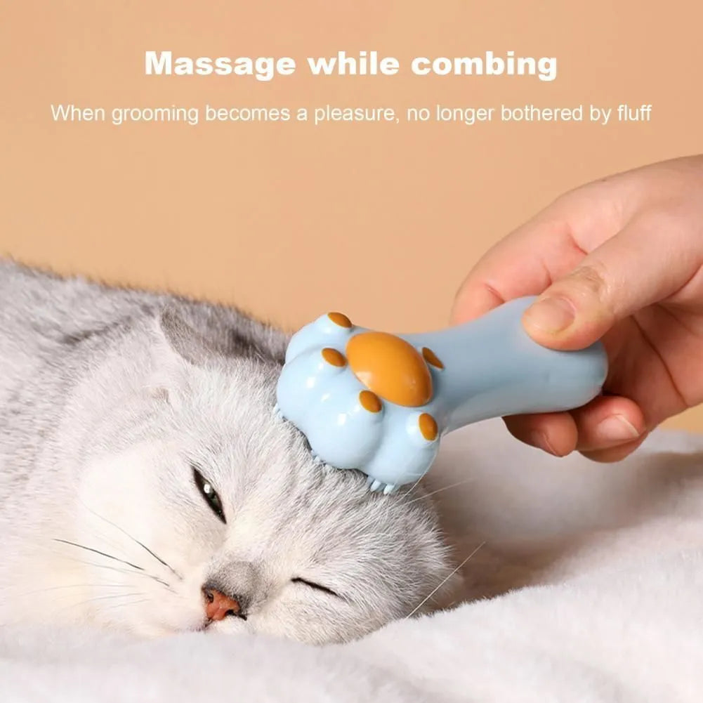 Dual-purpose cat massage comb and dental toy with cartoon design in ABS plastic measuring 13.5cm