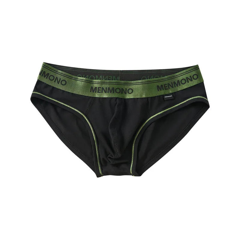 Men's low-waist cotton briefs shown in a two-tone colour combination, such as black with red trim.