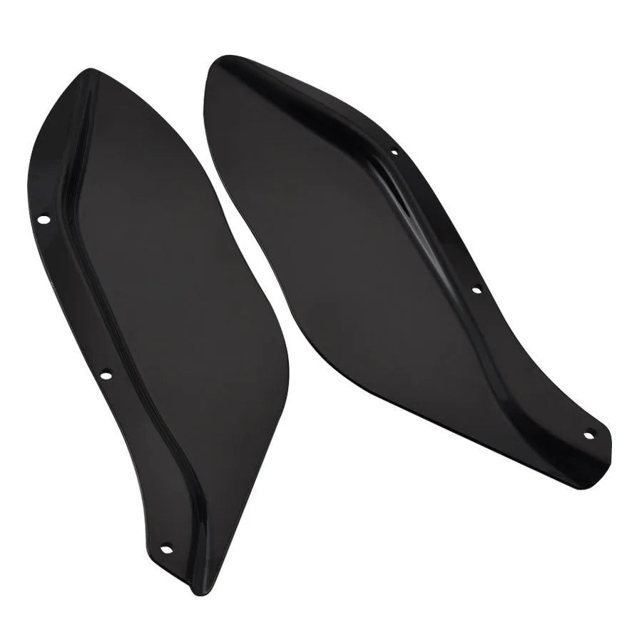 Pair of black and transparent ABS plastic side wing windshield covers for Harley-Davidson Touring motorcycle.