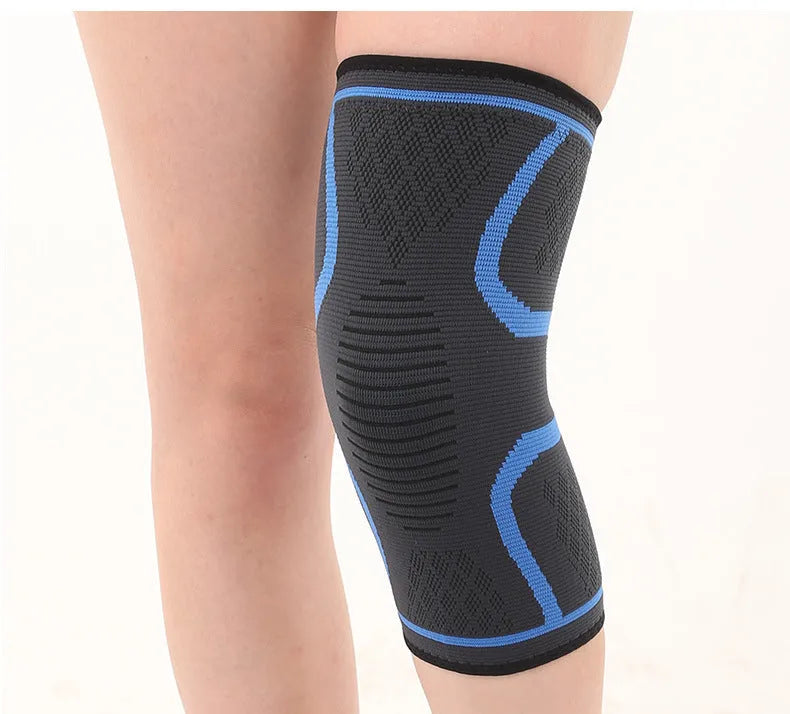 Black double corrugated non-slip sports kneecaps for basketball and running.