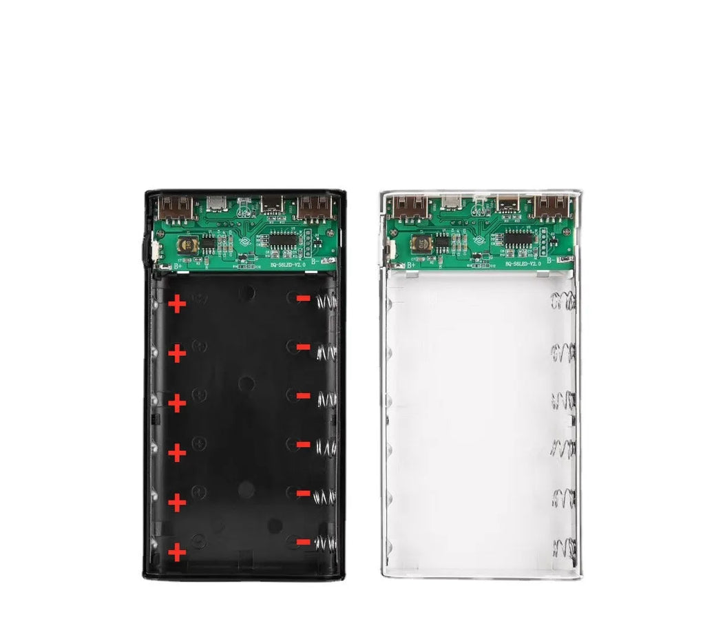 Digital display power bank DIY kit with LCD screen showing battery percentage