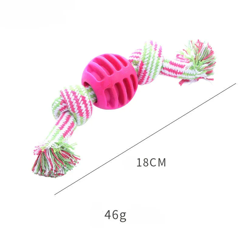 Blue dog chew toy with rope and molar cleaning design for dental hygiene