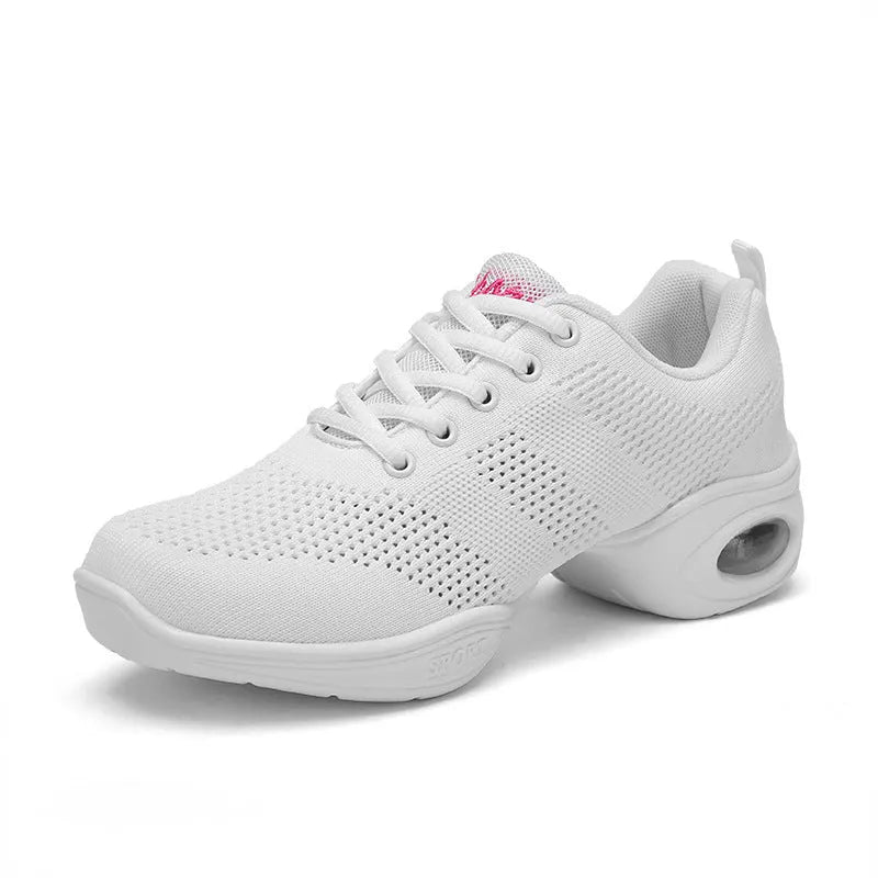 Women's breathable fly woven mesh dancing shoes with PU sole in multiple colour options