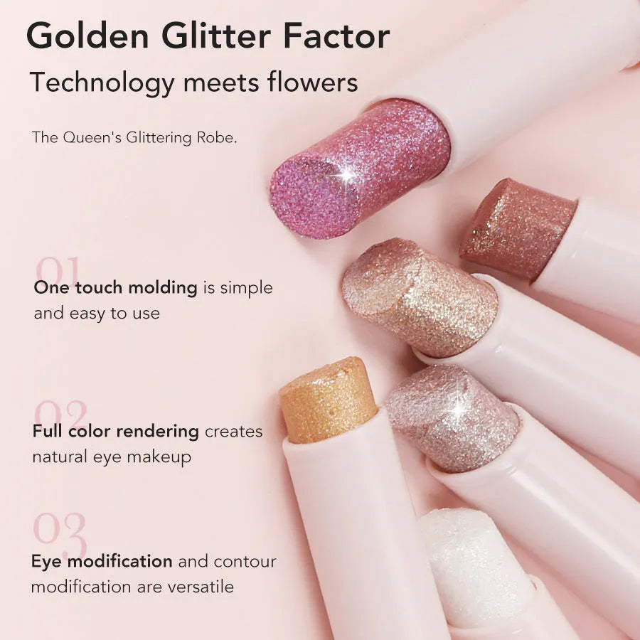 Jelly eye shadow stick with starlight pearlescent thin glittering finish in a colour option