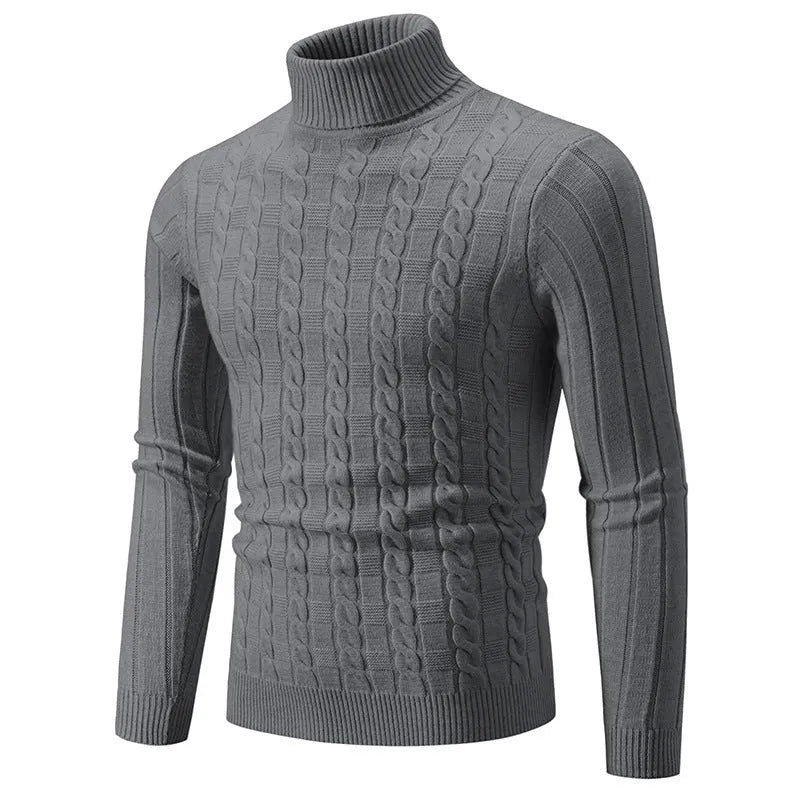 Men's slim fit twist turtleneck pullover in chenille fabric available in multiple colours