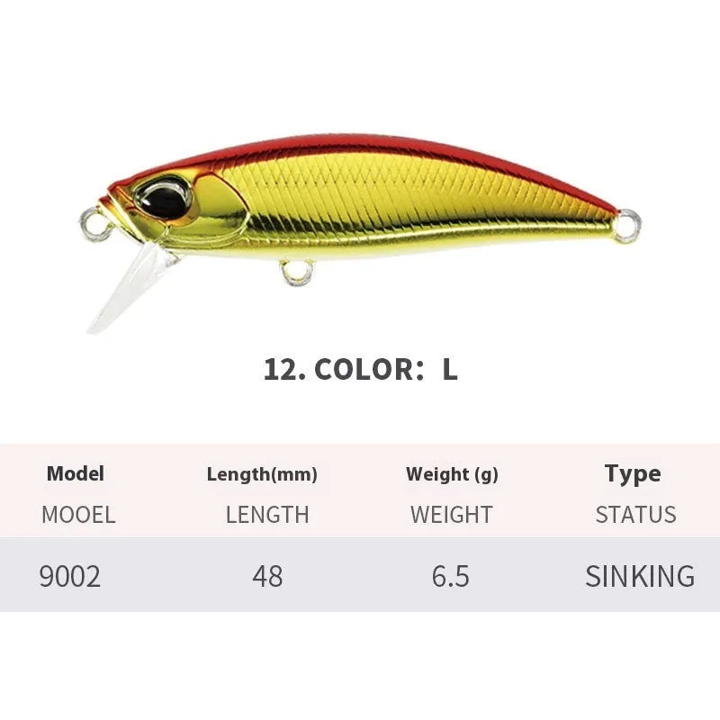 Tossing Japanese submerged Mino fishing lure for mandarin fish and snakehead