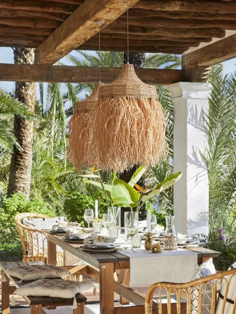 50cm diameter Southeast Asian style chandelier made from woven wild vetch and willow
