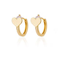 Stainless steel heart-shaped zircon stud earrings with ear clip fastening