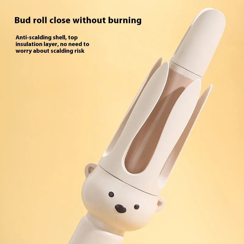 Beige anion automatic hair curler with negative ion technology and hair stick accessory for lazy curly hair styling