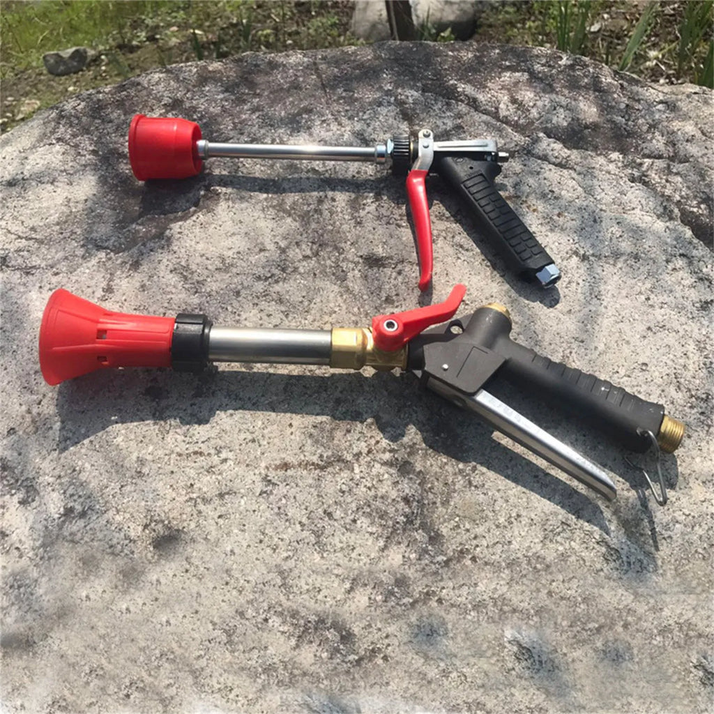 Adjustable high-pressure agricultural spray gun with submachine gun style trigger for pesticide spraying
