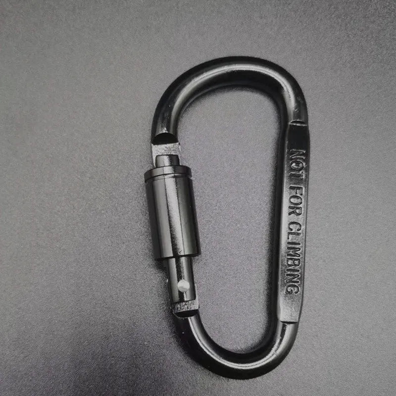 D-type aluminium carabiner with locking mechanism in multiple colour options