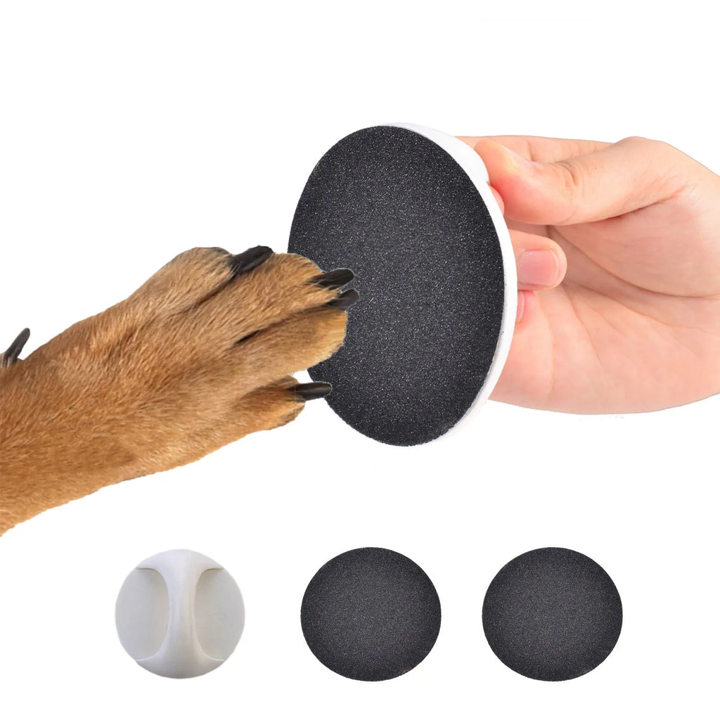 Dog nail file grooming board with ergonomic handle in blue colour on a white background.