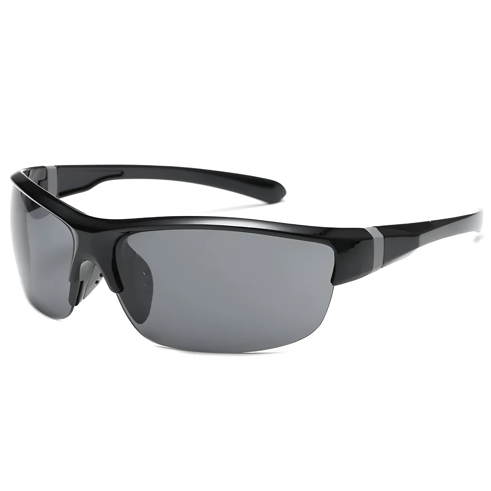 Men's athletic cycling sunglasses with semi-frameless frame in various colour options