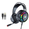 Black wired computer headphones with microphone for gaming and communication