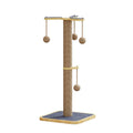 Windmill design cat climbing frame with hanging ball toy on carpet leather and pine wood structure