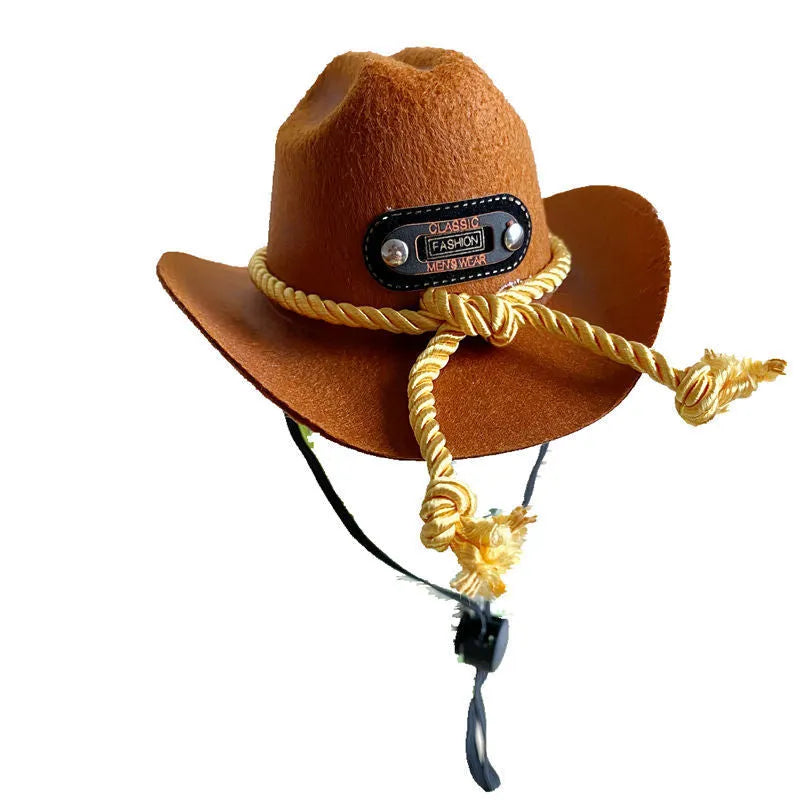 British cowboy hat for cats in various colours with ribbon or velvet trim