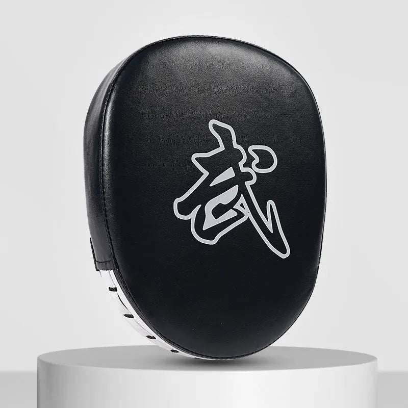 Curved PU boxing target punch mitt with red edge and black surface for Sanda and Muay Thai training