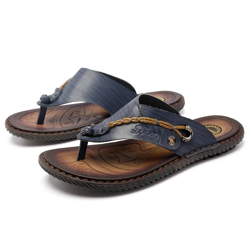 Men's black casual slippers with non-slip sole showing size range 38-47 options
