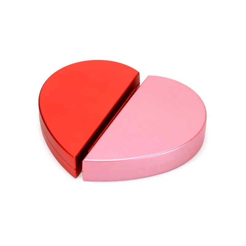 3D Love Box heart-shaped rotating rose flower ring box in red plastic on white background