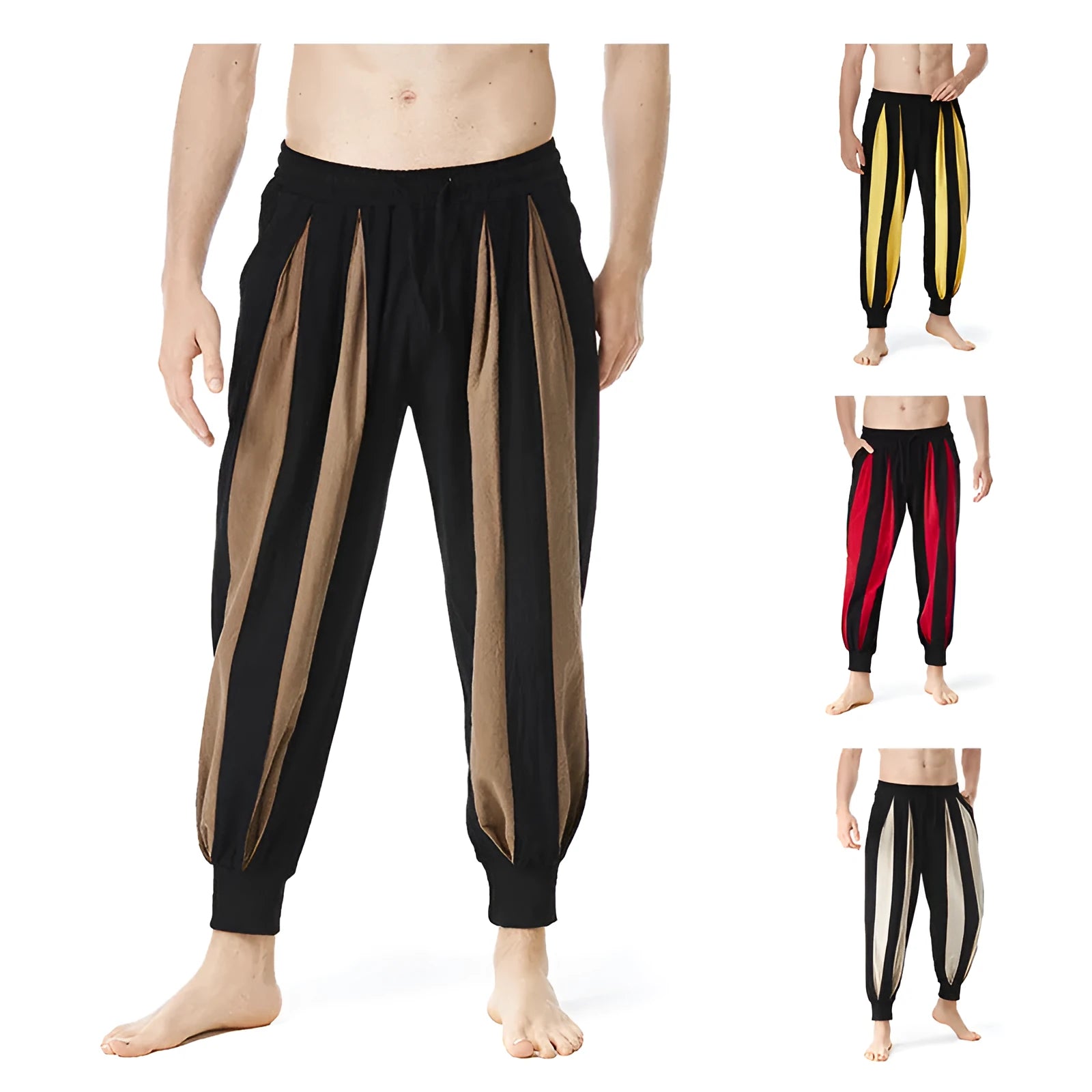 Men's straight leg casual trousers in polyester fabric available in multiple colours and sizes