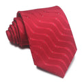 Men's 8cm polyester jacquard striped business tie in red black and blue formal arrow type