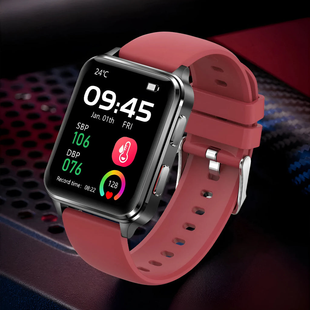 All-weather multi-sport watch with 1.70-inch tempered glass screen and silicone wristband showing fitness tracking display