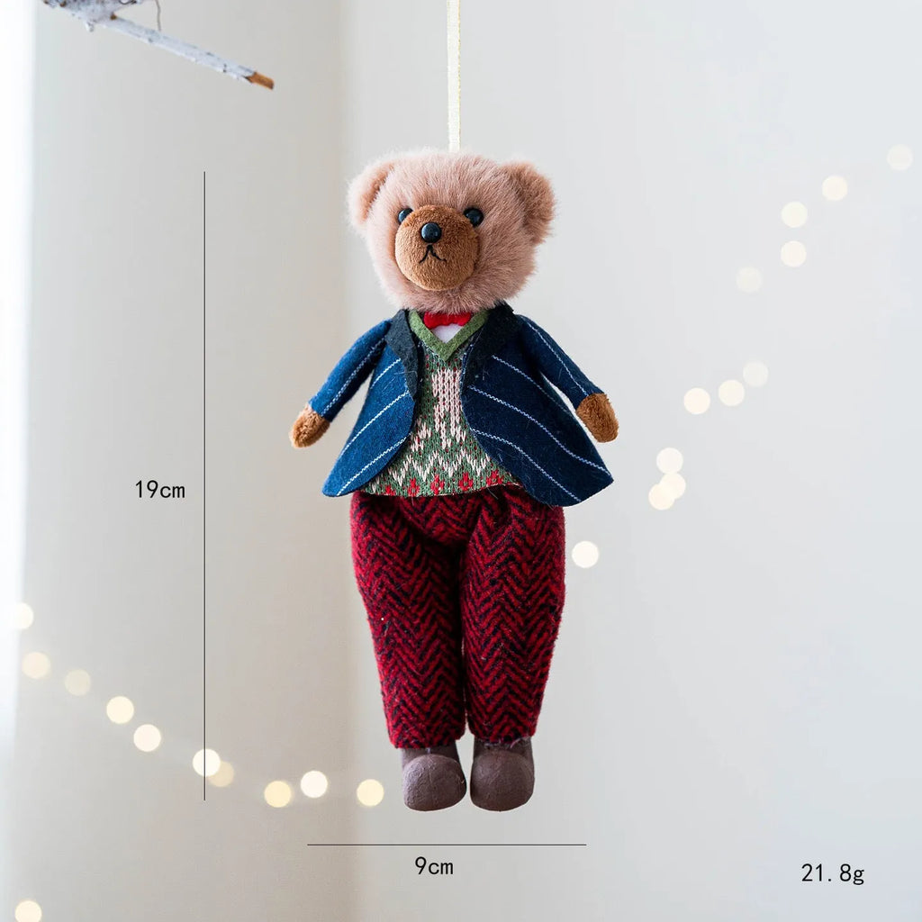 Cartoon plush bear doll couple set showing princess and gentleman variants in soft cloth material