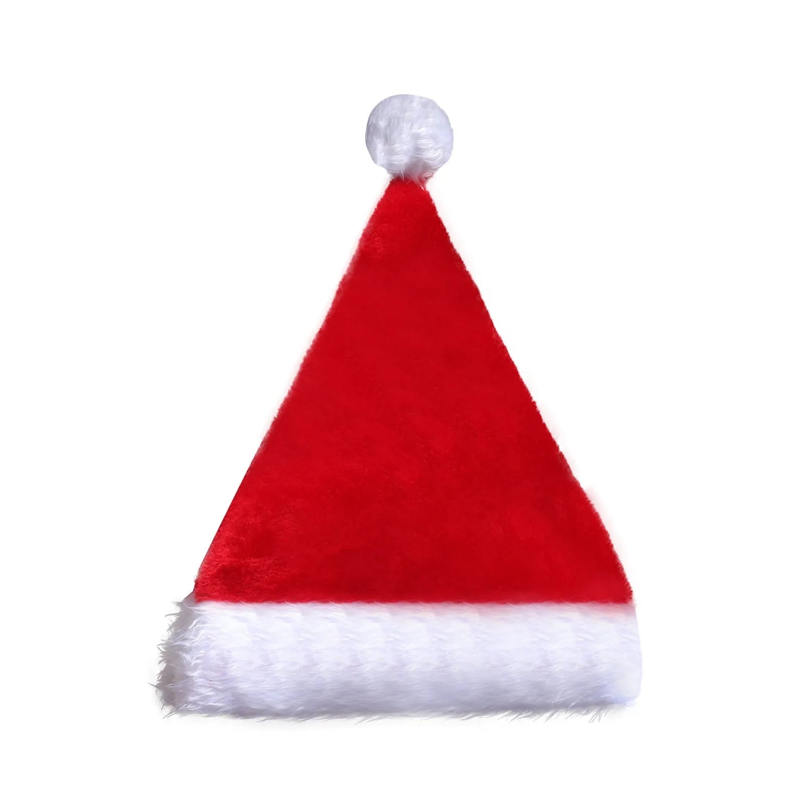 Red and white plush Santa hat with illuminated multi-coloured LED lights and a white pom-pom.