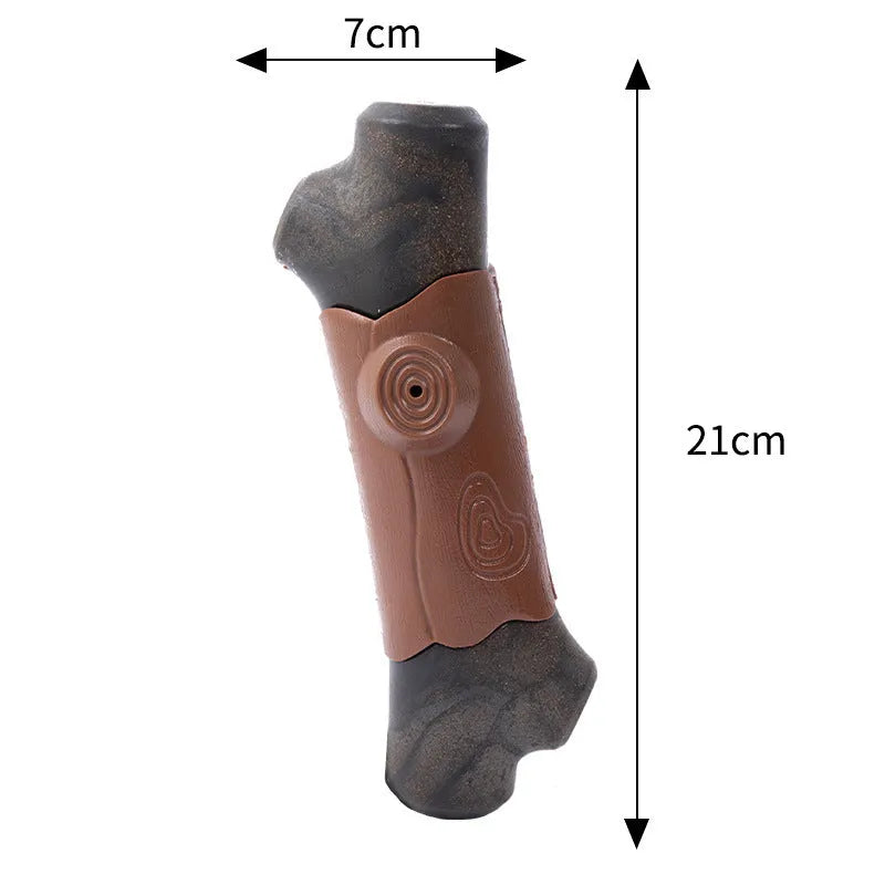 Large branch-shaped indestructible dog chew toy made from food-grade nylon for aggressive chewers
