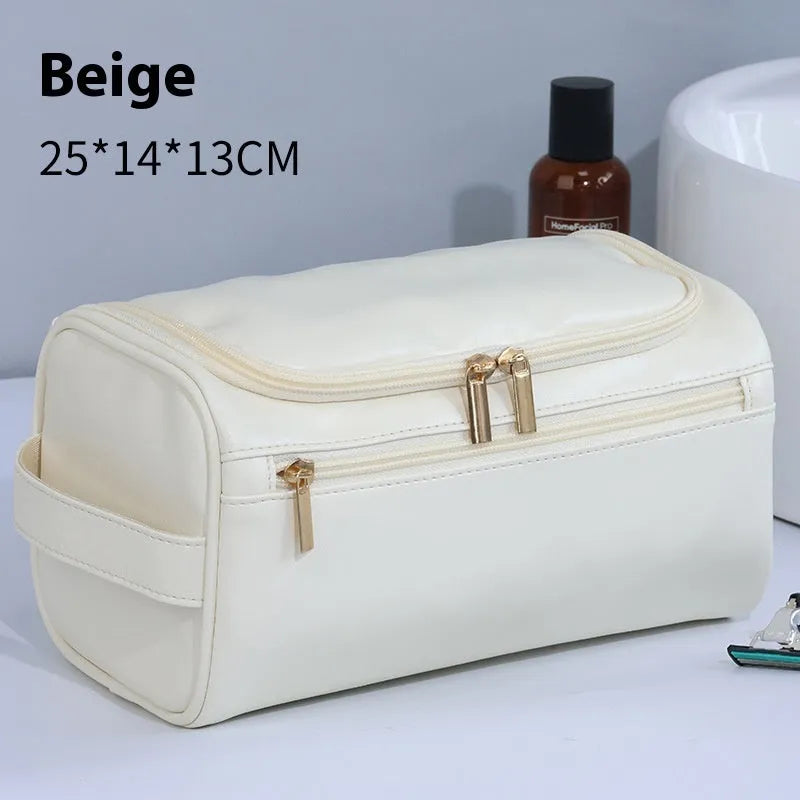 Large capacity waterproof cosmetic wash bag in retro style with multiple colour options
