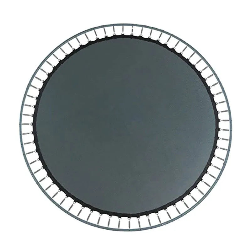 Round trampoline elastic fabric mat with button attachments for frame connection