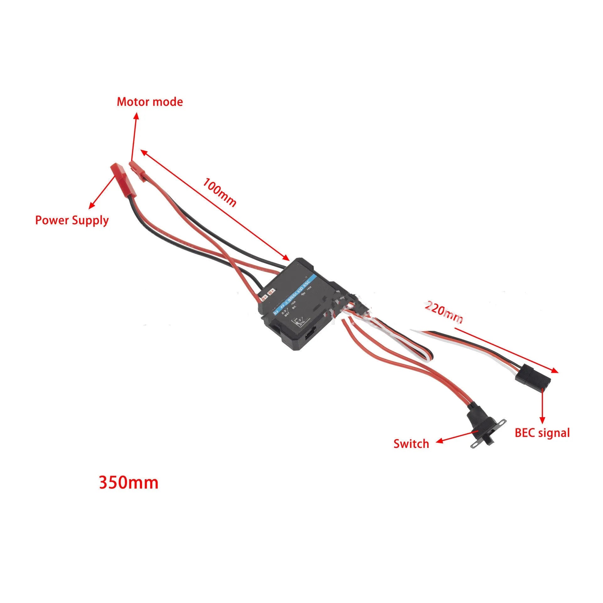 Small Boat 40A brushed electronic speed controller for 1/16 and 1/18 scale RC vehicles in G500 colour.
