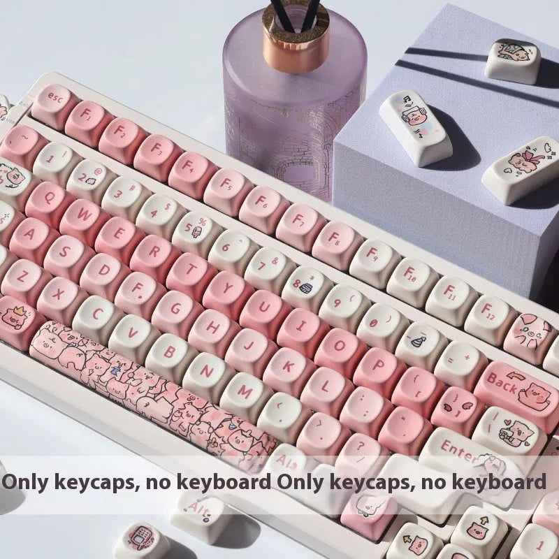 Pink fragrant pig design key cap for mechanical keyboards with five-sided dye-sublimation printing