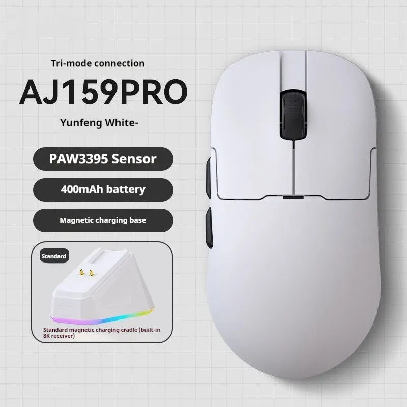 PAW3395 PAW3950 triple mode gaming mouse in compact design with Teflon feet