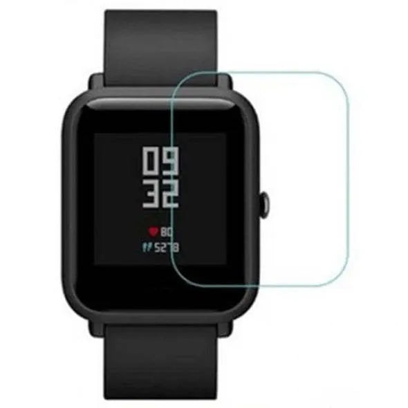 Amazfit Bip smartwatch with full screen TPU hydrogel protector showing anti-scratch properties