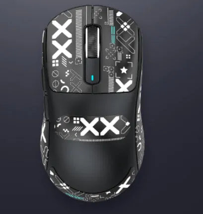 Three-mode rechargeable laptop mouse in black with USB receiver and parachute cord