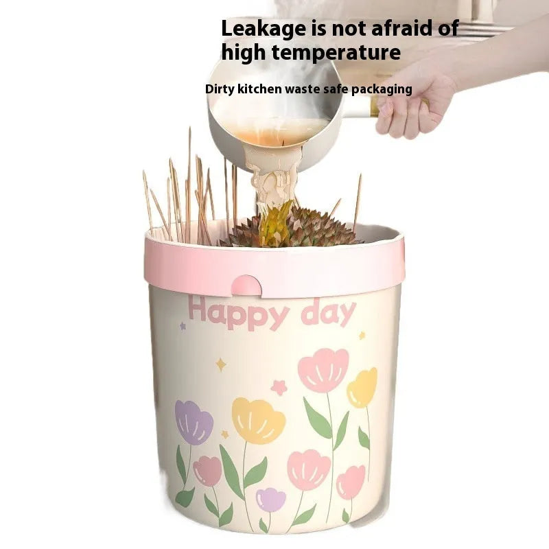 Pink degradable argy wormwood mosquito-repellent garbage bags with drawstring closure